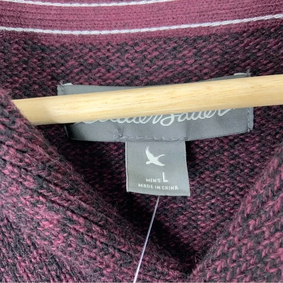 Eddie Bauer Purple Wool Blend Knit Crowl Pullover Cardigan Sweater Size L (NWT). - Picture 4 of 7